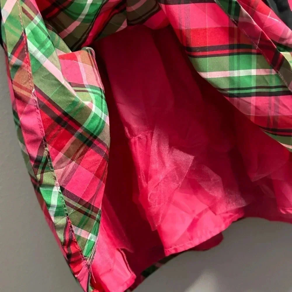 Oshkosh B’gosh Toddler Girl Party Holiday Red Sleeveless Plaid‎ Dress Size 4T.